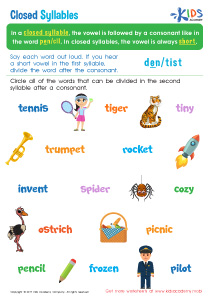 Closed Syllable Spelling Worksheet: Downloadable PDF for Children